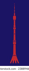 red Ostankino tower in Moscow