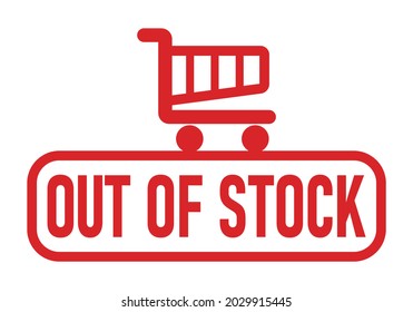 Red out of stock icon on white background.