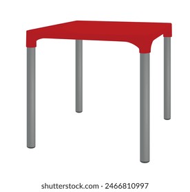 Mesa al aire libre roja. Ilustración vectorial
