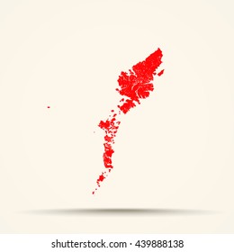 Red Outer Hebrides Map Illustration