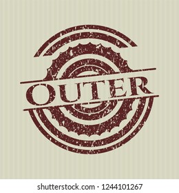 Red Outer rubber grunge stamp