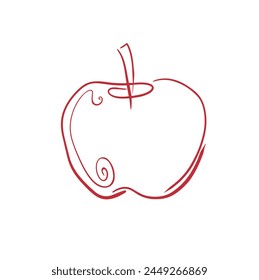 Red outline of an Apple linear drawing