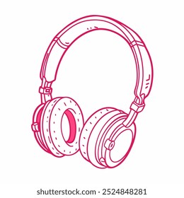 red outline of beautiful headphones