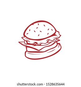 red outline cheese burger cartoon