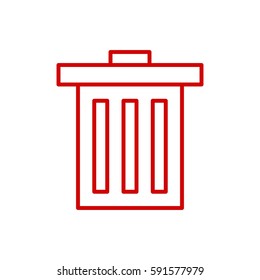 Red outline delete trash can waste garbage button icon with rounded corners sign symbol on a white background trendy minimalistic simple isolated flat design vector illustration pictogram