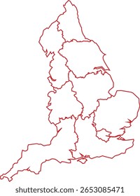 Mapa de Inglaterra com fronteiras distritais Europa País