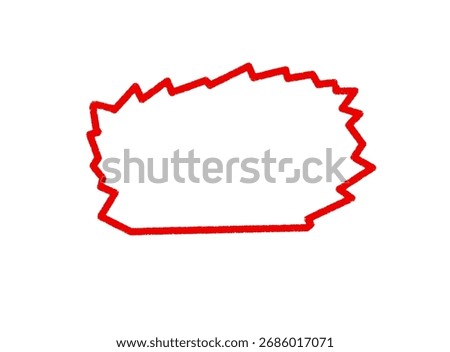 A red outline of a fluffy shape on a white background perfect for design elements