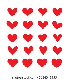 Red and Outline Heart Icons Collection – Vector Love Symbols - vector illustration