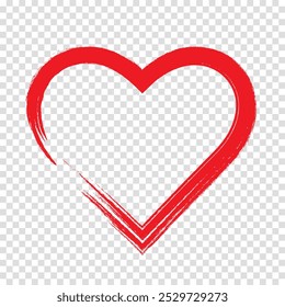 The red outline of a heart on a transparent shape. Heart sticker. The concept of February 14th. Vector EPS 10.