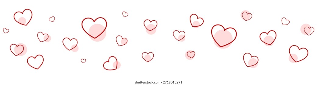 Fondo Horizontal del divisor de frontera o del pie de página de los corazones rojos