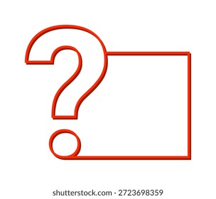 Signo de interrogación de contorno rojo con marco cuadrado sobre fondo blanco.