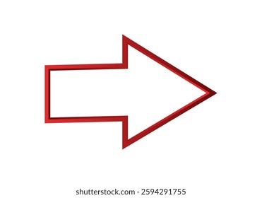 A red outlined arrow pointing right, symbolizing direction, movement, and navigation.