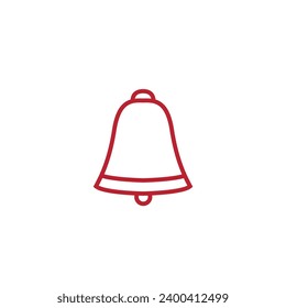 Red Outlined Bell Icon on White background.