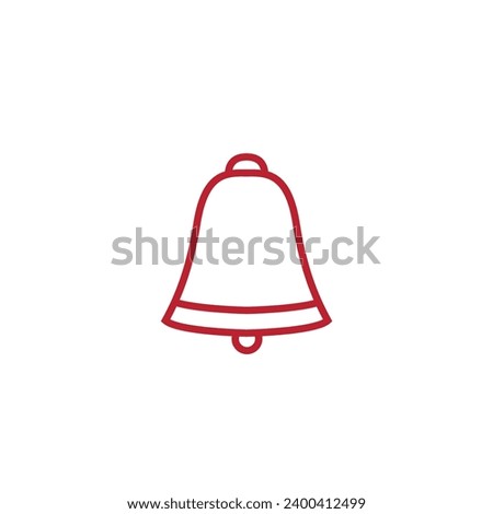 Red Outlined Bell Icon on White background.