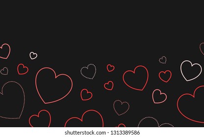 Red outlined hearts background vector