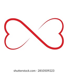 Red outlined infinity heart loop symbolizing eternal connection and love
