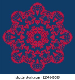 Red outlines snowflake icon on deep blue background