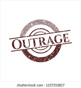 Red Outrage distress rubber stamp with grunge texture