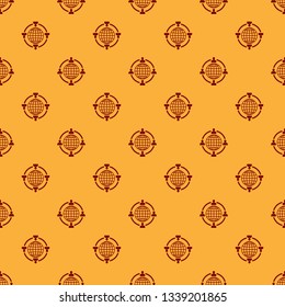 Red Outsourcing concept icon isolated seamless pattern on brown background. Cooperation sign. Idea of teamwork and investment. Flat design. Vector Illustration