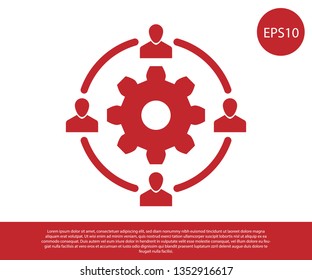 Red Outsourcing concept icon isolated on white background. Cooperation sign. Idea of teamwork and investment. Vector Illustration