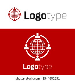Red Outsourcing concept icon isolated on white background. Cooperation sign. Idea of teamwork and investment. Logo design template element. Vector Illustration