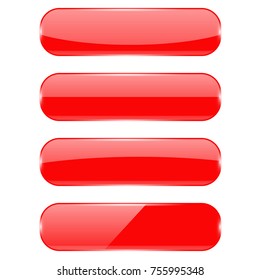 Red oval buttons with reflection. Vector 3d illustration isolated on white background