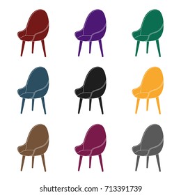 Red oval chair icon in black style isolated on white background. Office furniture and interior symbol stock vector illustration.
