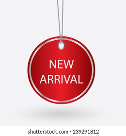 red oval new arrival tag. vector illustration