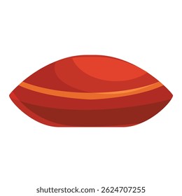 Red oval pillow with orange stripes is perfect for providing comfortable support while sleeping