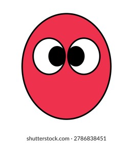 Red Oval Shape Cartoon Style Illustration Isolated