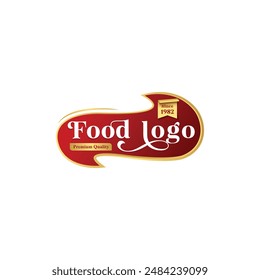 Vector Plantilla de diseño de logotipo de la compañía de alimentos de forma única ovalada roja ideal para la agricultura, alimentos orgánicos, comestibles, cosecha natural, alimentos para bebés, galletas, cereales.