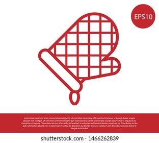 Red Oven glove icon isolated on white background. Kitchen potholder sign. Cooking glove. Vector Illustration