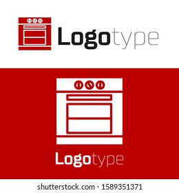 Red Oven icon isolated on white background. Stove gas oven sign. Logo design template element. Vector Illustration