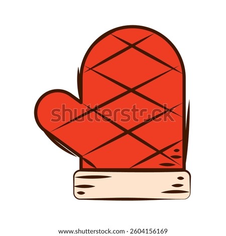 Red oven mitt icon. Vector