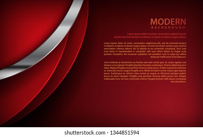 Red overlap dimension background. Modern overlap layer design with metallic concept. Can use for web or print design.