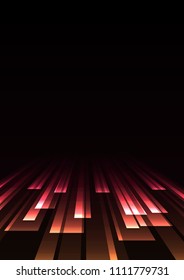 red overlap stripe rush in dark background, bar layer backdrop, simple technology template, vector illustration