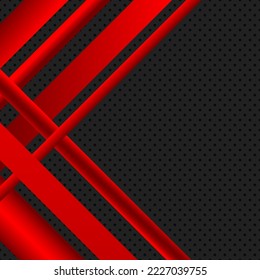 Red overlapped stripes. Geometric material background. Dark abstract corporate design with place for your text.