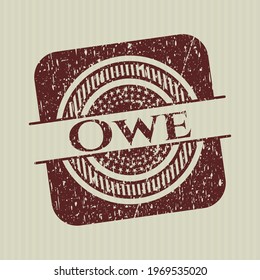 Red Owe distressed grunge stamp. 