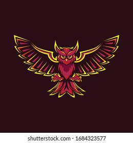 RED OWL ANIMAL MASCOT ILLUSTRATION