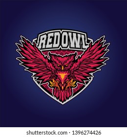 Red owl logo design ready to use for your E-sport team mascot