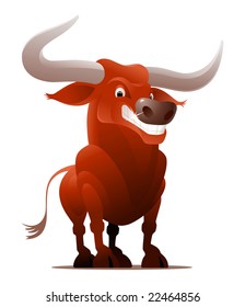 The Red Ox/Bull. Cartoon personage, one of the original 12 symbols of Chinese Zodiac