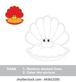 Red Oyster and Funny Pearl. Dot to dot educational game for kids.