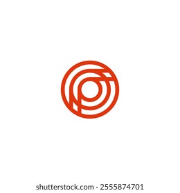 Red P R Monogram in Circle Strip, Target  Goal Mark Logo Design Vector