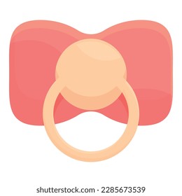 Red pacifier icon cartoon vector. Girl party. Child happy