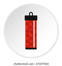 Red pack with paintball bullets icon in flat circle isolated vector illustration for web