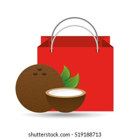 red package juicy coconut fruit vector illustration eps 10