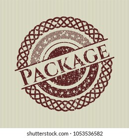 Red Package rubber stamp with grunge texture