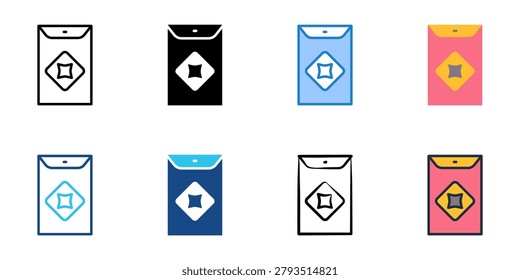 Red packet icons set multiple style collection. Editable stroke 
