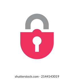 Diseño de icono de bloqueo de almohadilla roja, vector de ilustración de estilo plano