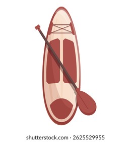 Red paddle board for sup surfing lying with paddle on white background